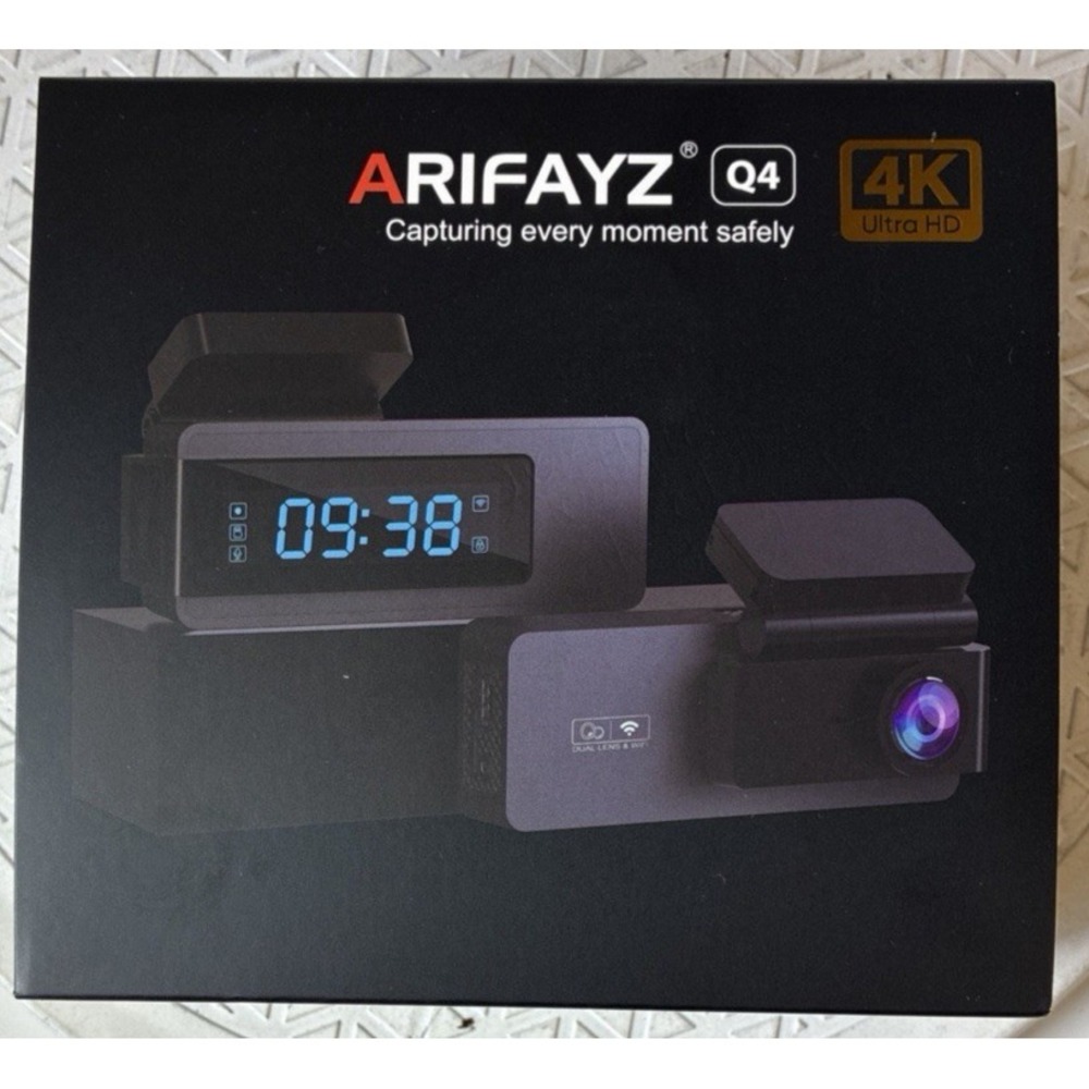 Arifayz Q4 Dash Cam Front and Rear 4K 1080P WiFi Dual Car Camera 64GB SD Card